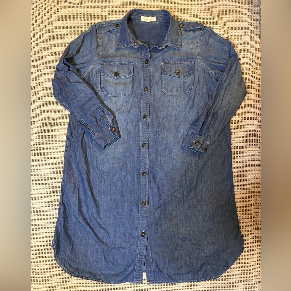VINCE CAMUTO Denim Chambray Dress Long Sleeve size 1X